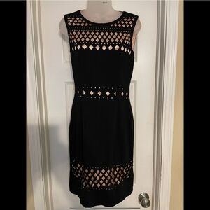 Patricia Luca Milano Black And Pink Laser Cut Sleeveless Dress